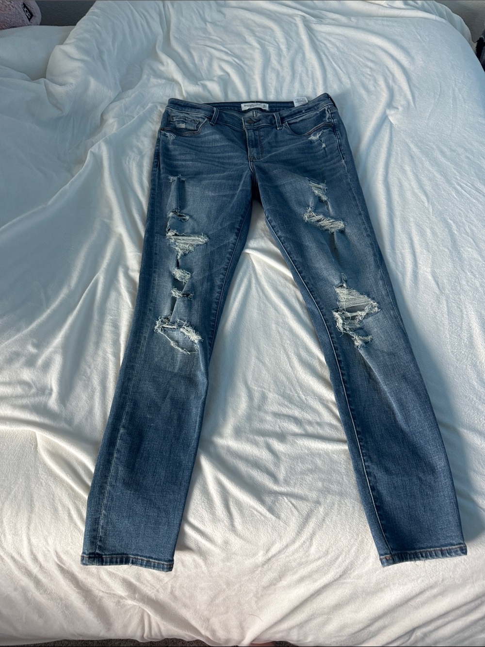 Abercrombie & Fitch The Super Skinny Mid Rise Jeans Blue Waist 31